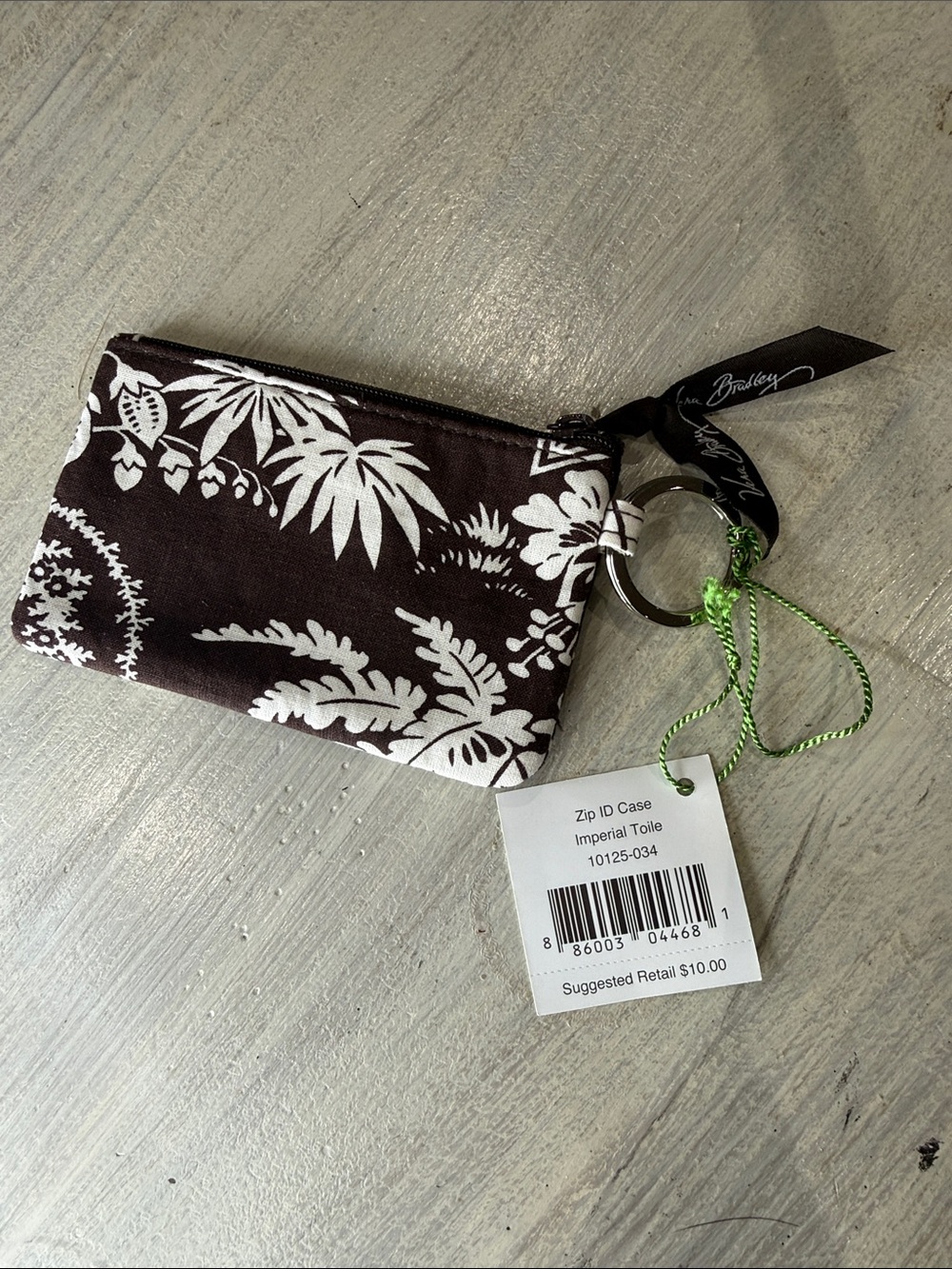 Vera Bradley Imperial Toile Brown & White Floral Zip ID Pouch